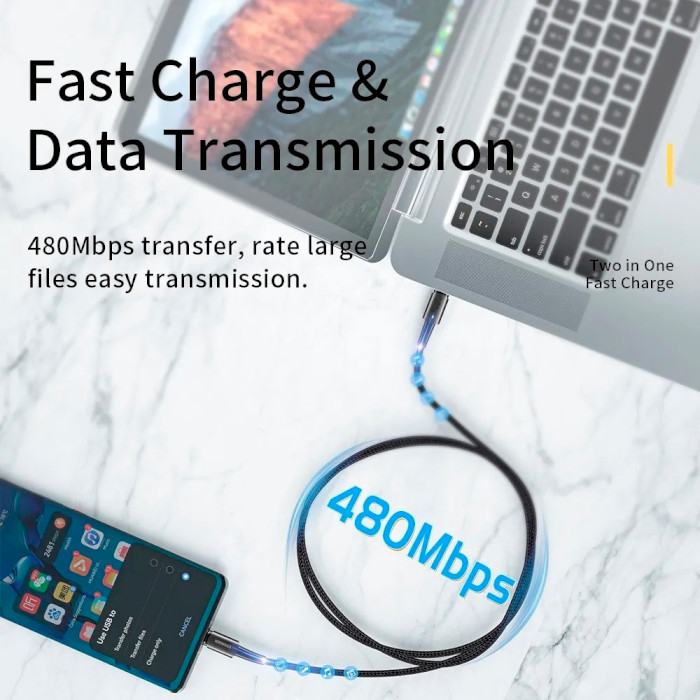 Кабель ESSAGER PD60W Fast Charge Data Cable Type-C to Type-C 1м Black (EXCTT2-CG03)