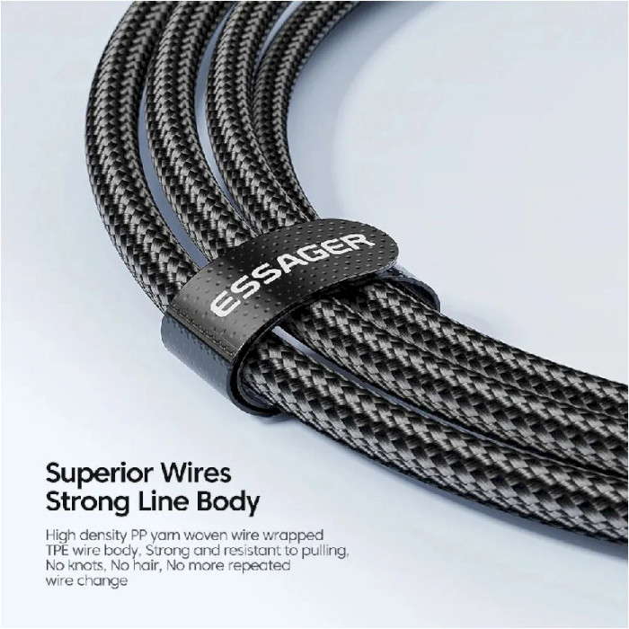 Кабель ESSAGER PD60W Fast Charge Data Cable Type-C to Type-C 1м Black (EXCTT2-CG03)