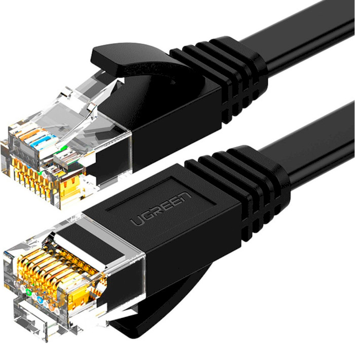 Патч-корд плоский UGREEN NW102 Flat Design U/UTP Cat.6 3м Black (50175)