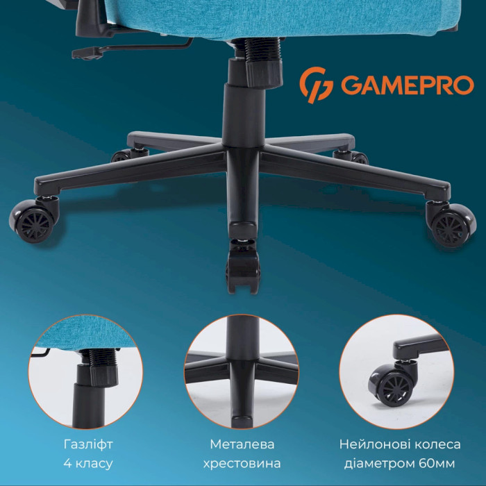 Крісло геймерське GAMEPRO FGC750 Fabric Light Blue (FGC750LB)