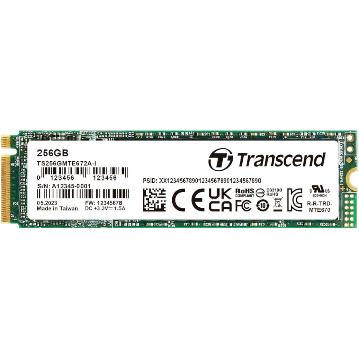 SSD диск TRANSCEND MTE672A-I 256GB M.2 NVMe (TS256GMTE672A-I)