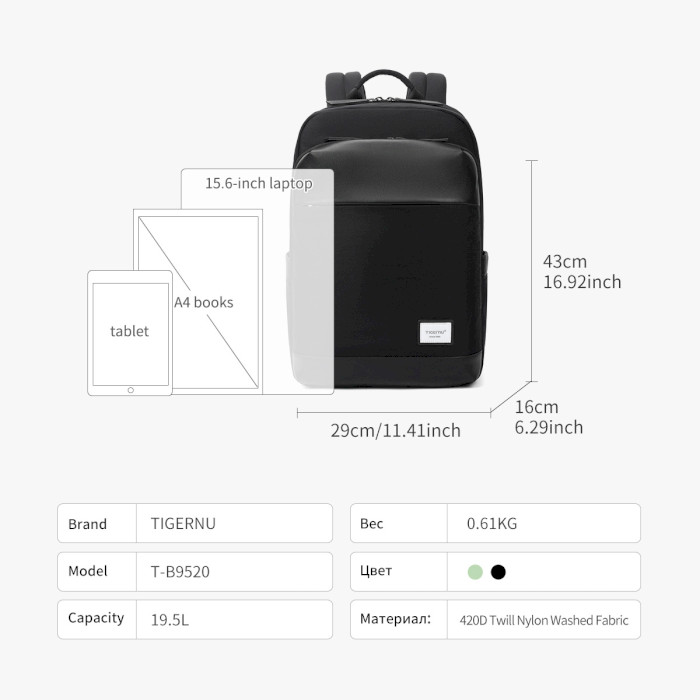 Рюкзак TIGERNU T-B9520 Black