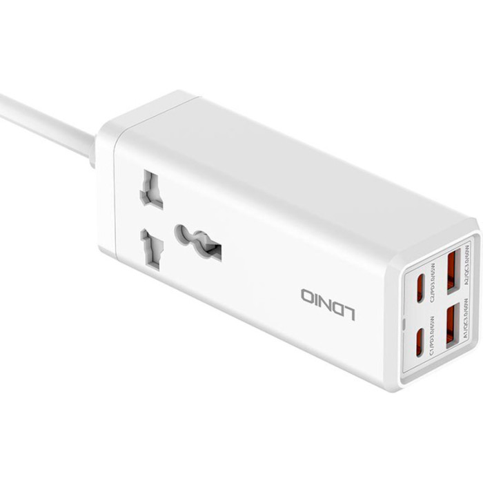 Мережевий фільтр LDNIO SC1418 White, 2xUSB-C, 2xUSB, 2м