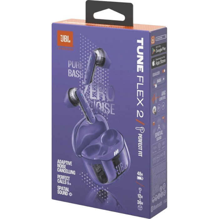 Навушники JBL Tune Flex 2 Ghost Edition Purple (JBLTFLEX2GMAE)