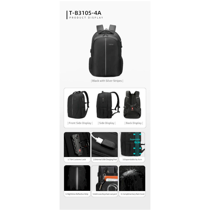 Рюкзак TIGERNU T-B3105-4A Black