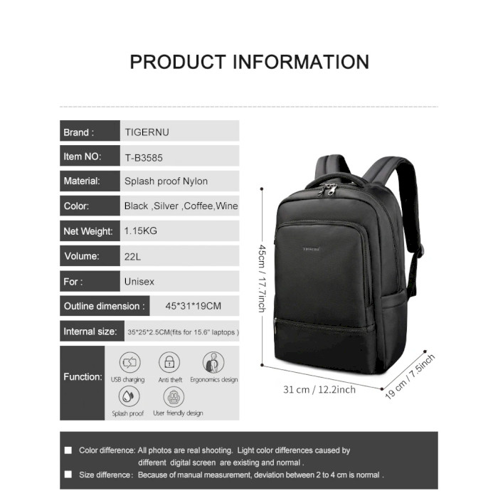 Рюкзак TIGERNU T-B3585 Black