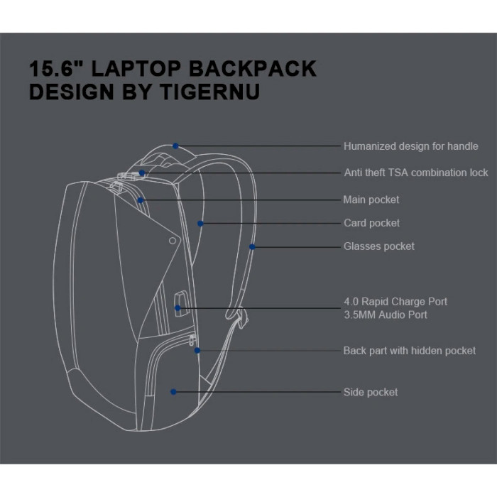 Рюкзак TIGERNU T-B3593A Gray