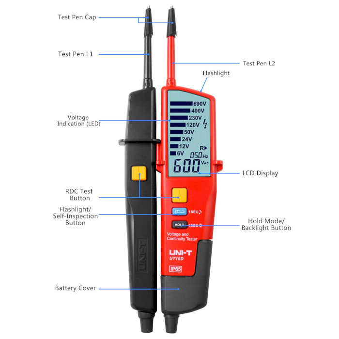 Тестер напряжения UNI-T UT18D 12-690V 272mm