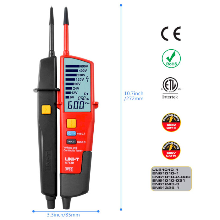 Тестер напряжения UNI-T UT18D 12-690V 272mm