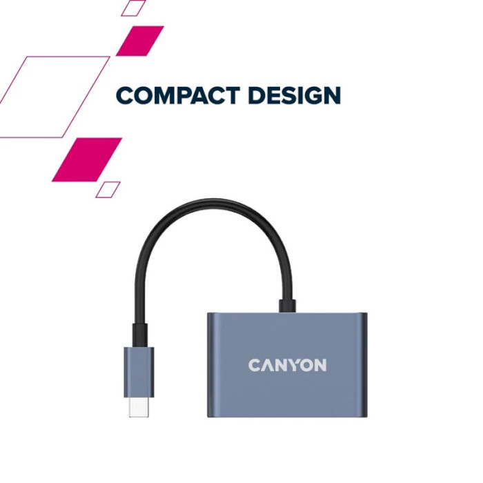 Порт-репликатор CANYON DS-4 USB-C Multiport Hub 3-in-1 (CNS-TDS4)