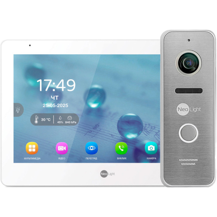 Комплект відеодомофона NEOLIGHT Mezzo Hybrid White + Prime FHD Silver