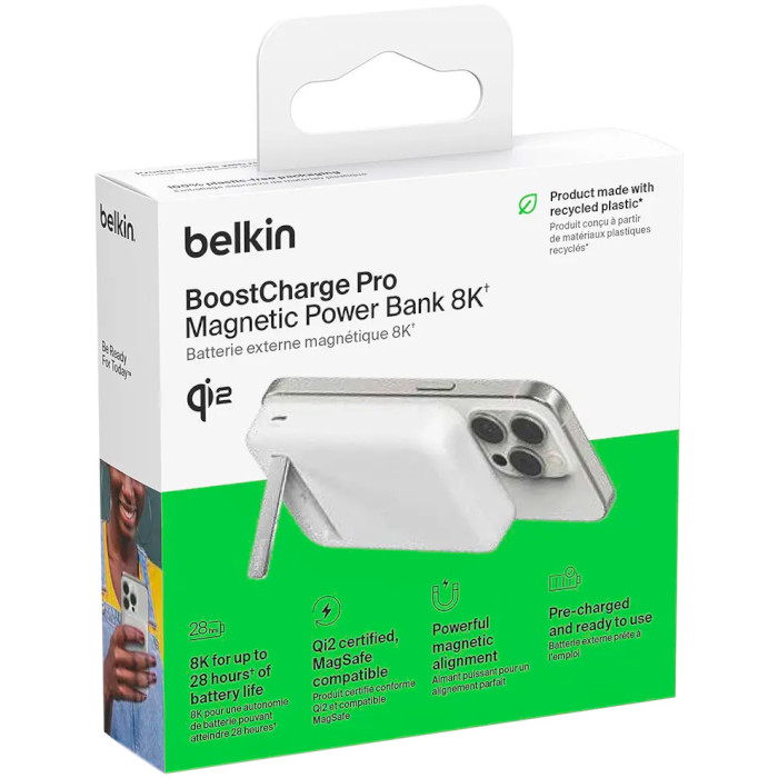 Повербанк MagSafe BELKIN BoostCharge Pro Magnetic Power Bank with Qi2 15W 8K 8000mAh White (BPD007BTWH)