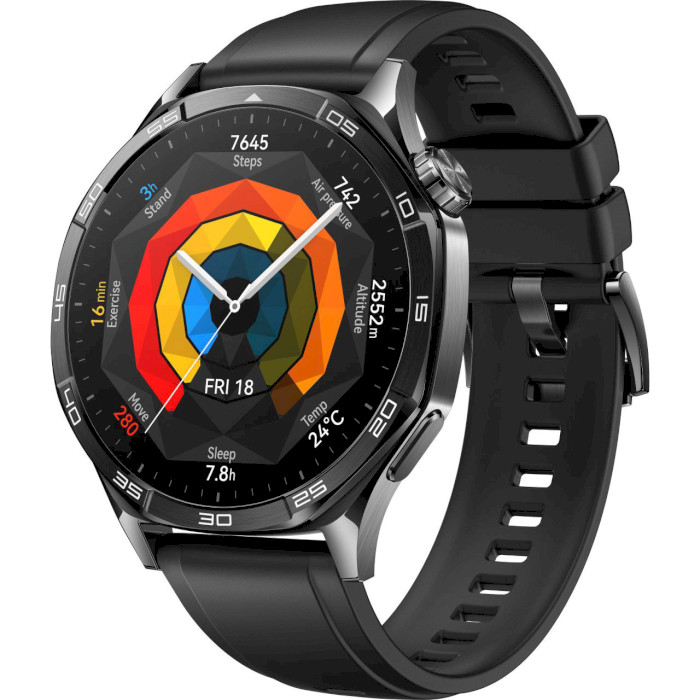 Смарт-годинник HUAWEI Watch GT5 46mm with Black Fluoroelastomer Strap (55020DKM)