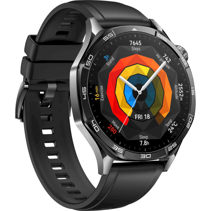 Смарт-годинник HUAWEI Watch GT5 46mm with Black Fluoroelastomer Strap (55020DKM)