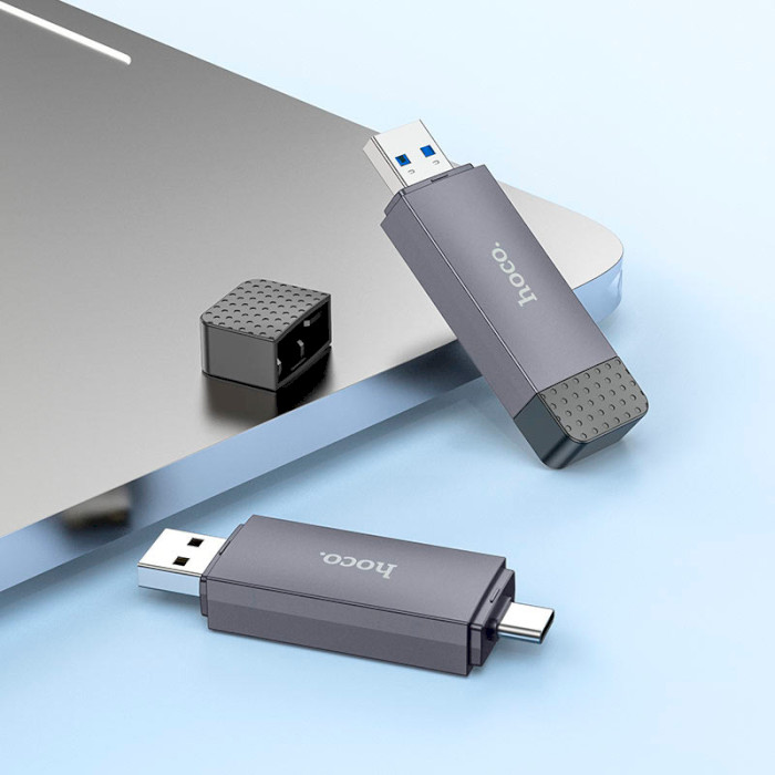 Кардрідер HOCO HB45 Spirit 2-in-1 USB 3.0 Metal Gray