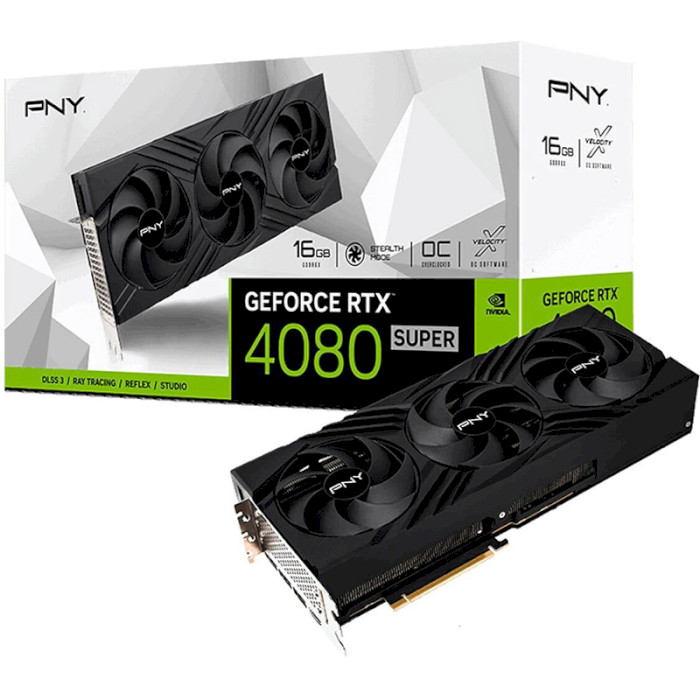 Відеокарта PNY GeForce RTX 4080 Super 16GB Verto OC Triple Fan DLSS 3 (VCG4080S16TFXPB1-O)