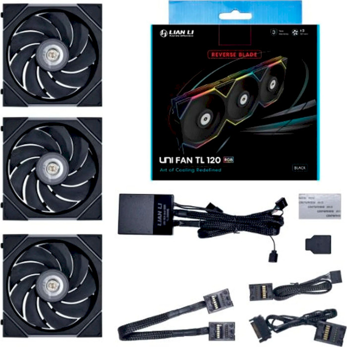 Комплект вентиляторов LIAN LI Uni Fan TL 120 Reverse Blade Black 3-Pack (G99.12RTL3B.00)