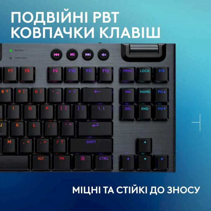 Клавіатура бездротова LOGITECH G915 X Lightspeed TKL Wireless Gaming Keyboard Clicky Black (920-012757)