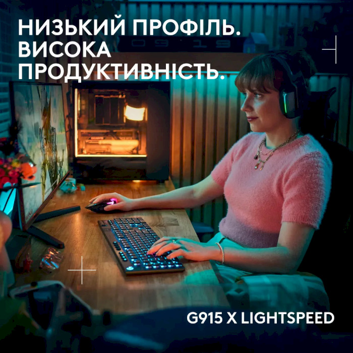 Клавіатура бездротова LOGITECH G915 X Lightspeed Wireless Gaming Keyboard Clicky Black (920-012709)