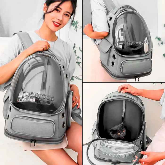 Рюкзак-переноска MOORPET Portable Double Shoulder Cat Gray