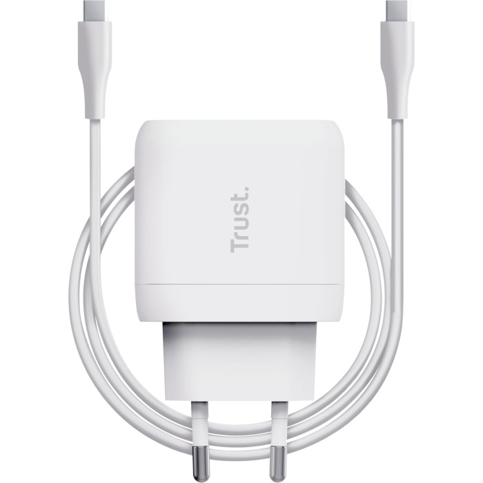 Зарядний пристрій TRUST Maxo 45W 1xUSB-C Charger White w/Type-C to Type-C cable (25138)