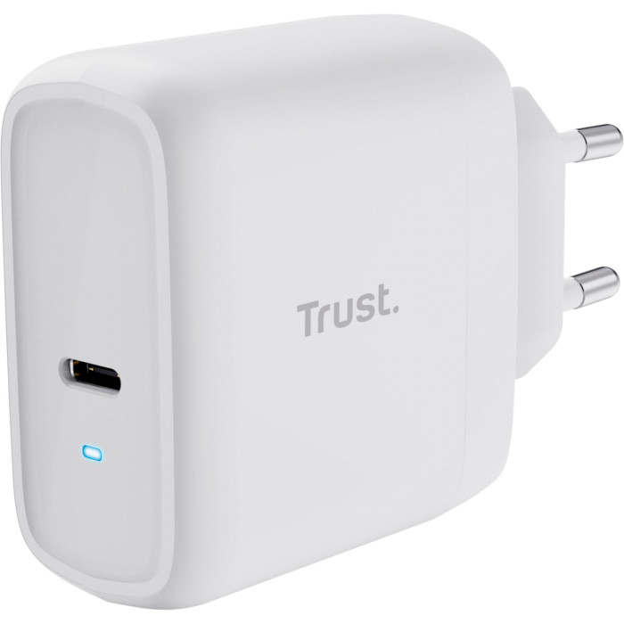 Зарядний пристрій TRUST Maxo 65W 1xUSB-C Charger White w/Type-C to Type-C cable (25139)