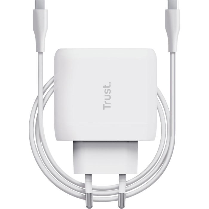 Зарядний пристрій TRUST Maxo 65W 1xUSB-C Charger White w/Type-C to Type-C cable (25139)