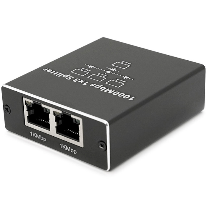 Розгалужувач порту локальної мережі VOLTRONIC RJ-45 Splitter 1 to 3 Black