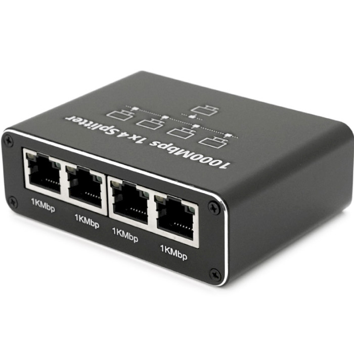 Разветвитель порта локальной сети VOLTRONIC RJ-45 Splitter 1 to 4 Black