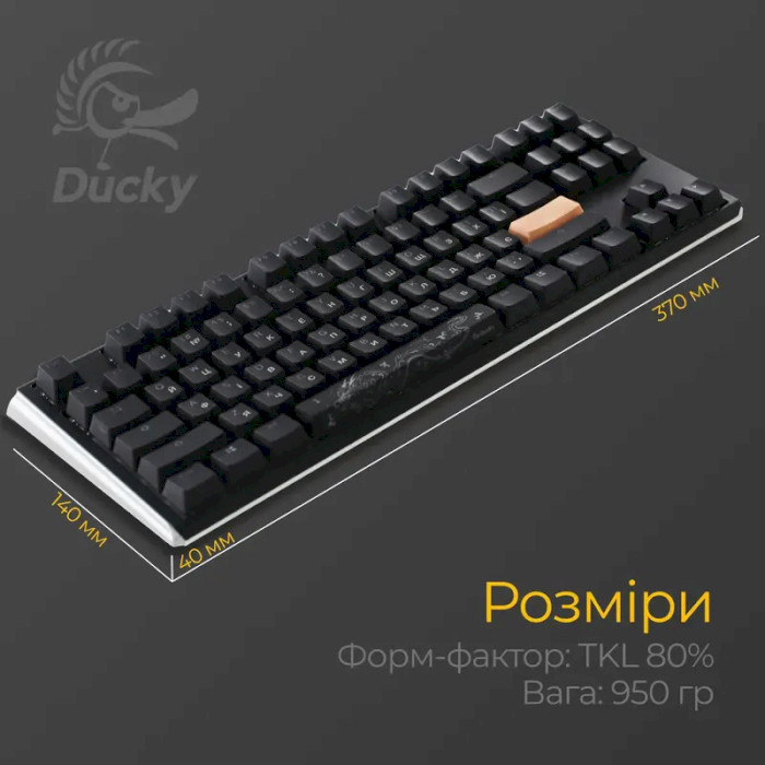 Клавіатура DUCKY One 3 TKL Cherry MX Speed Silver RGB UA Black (DKON2187ST-PUAPXCLAWSC1)