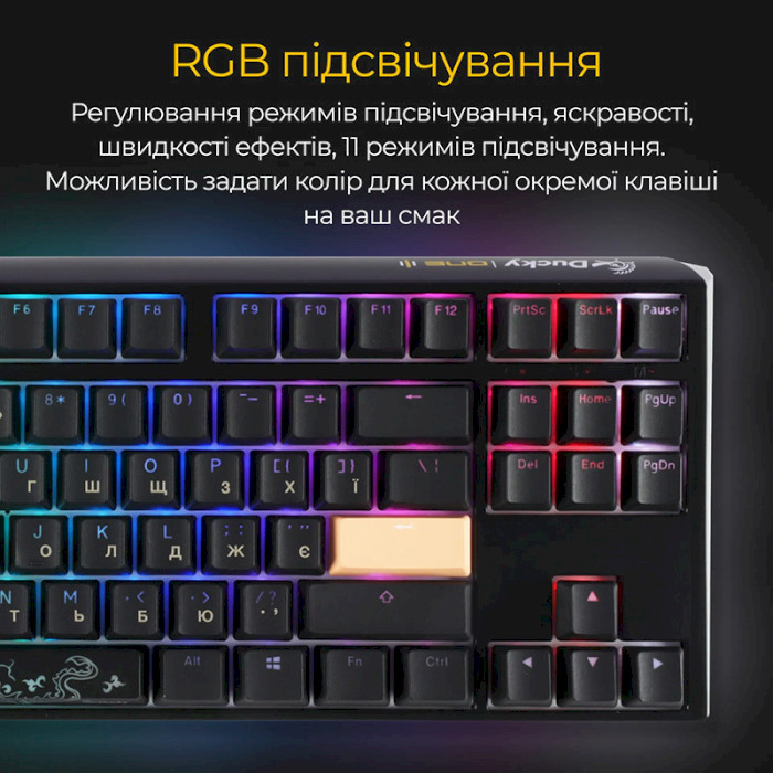 Клавіатура DUCKY One 3 TKL Cherry MX Speed Silver RGB UA Black (DKON2187ST-PUAPXCLAWSC1)