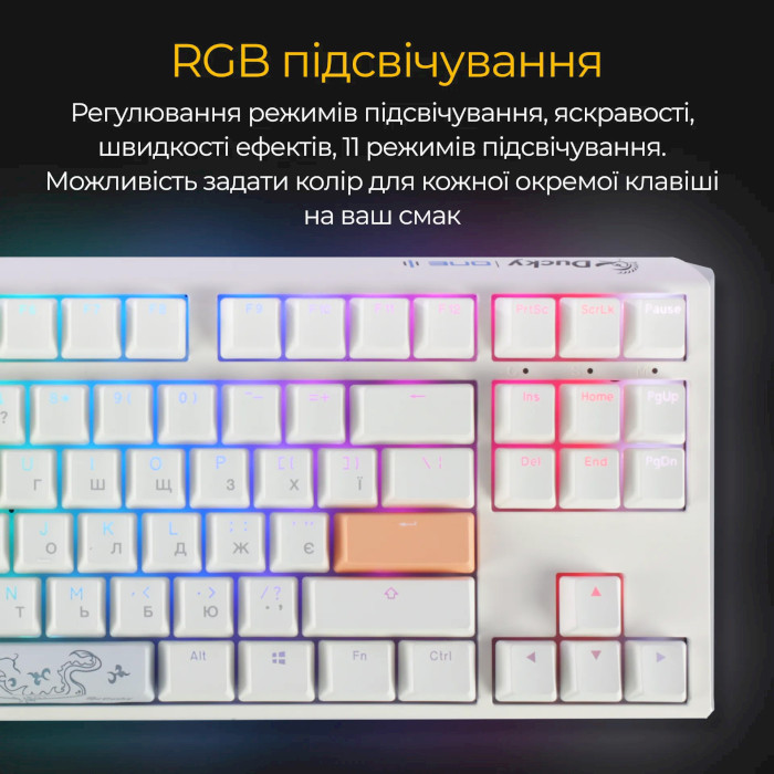 Клавіатура DUCKY One 3 TKL Cherry MX Speed Silver RGB UA White (DKON2187ST-PUAPXPWWWSC1)