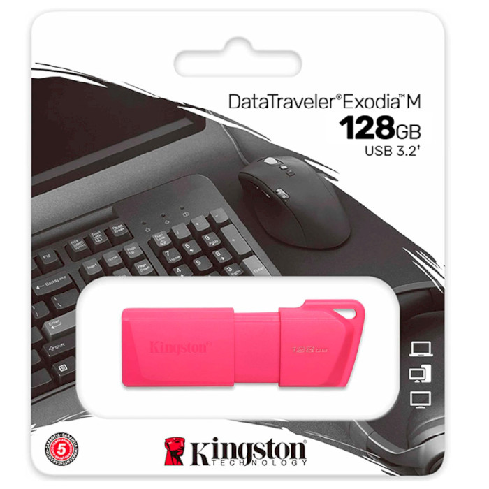 Флешка KINGSTON DataTraveler Exodia M USB3.2 128GB Pink (KC-U2L128-7LP)