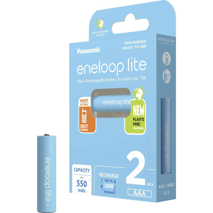 Акумулятор PANASONIC Eneloop Lite AAA 550mAh 2шт/уп (BK-4LCCE/2CP)