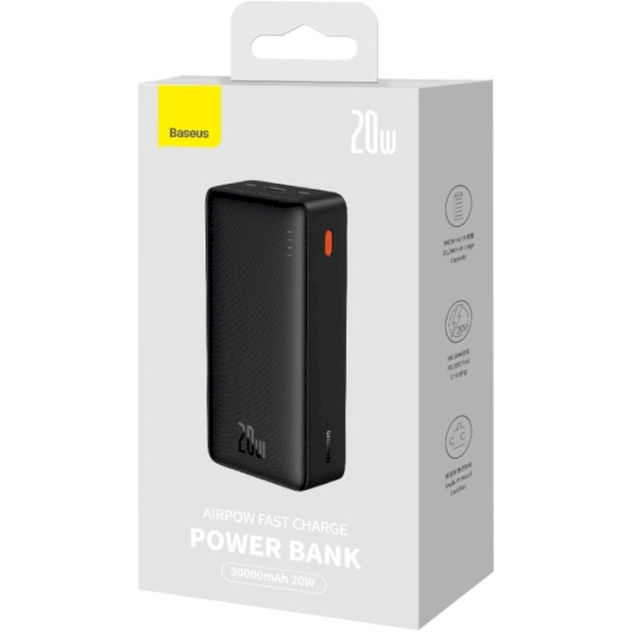 Повербанк BASEUS Airpow Fast Charge Powerbank 20W 30000mAh Black (PPQD090101)