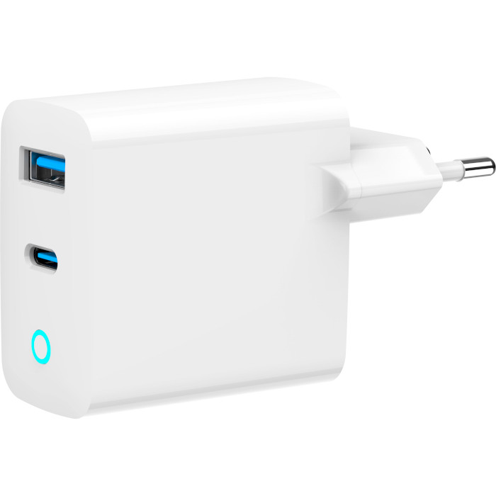 Зарядное устройство GEMBIRD 1xUSB-A, 1xUSB-C, PD+QC3.0 30W White (TA-UC-PDQC30L-W-01)