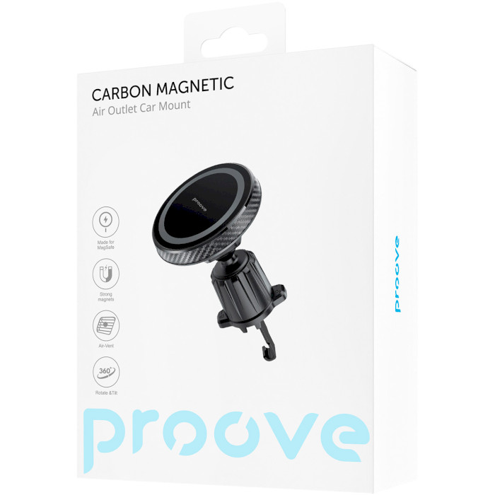 Автотримач для смартфона PROOVE Carbon Magnetic Air Outlet Car Mount Black