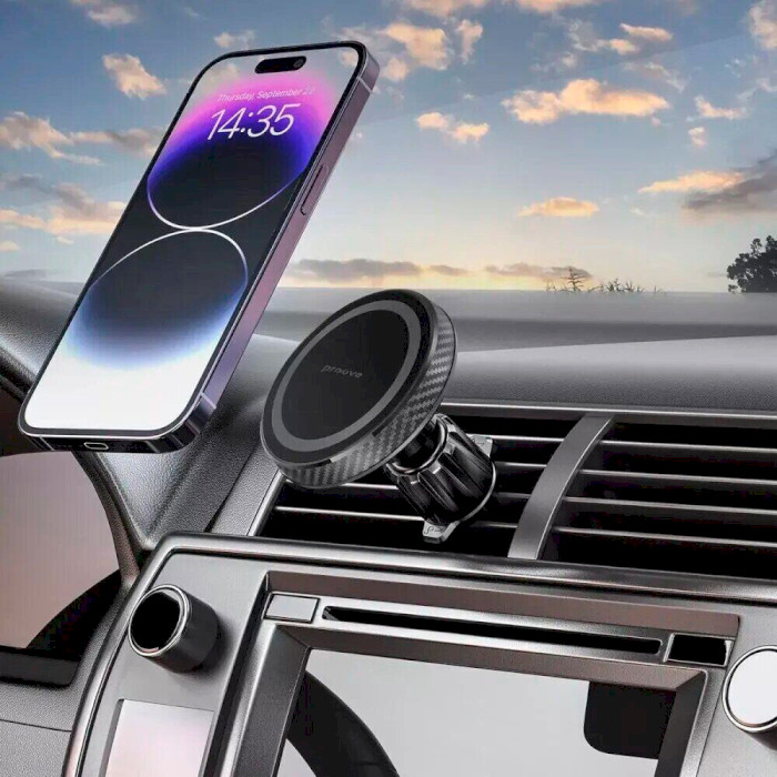 Автотримач для смартфона PROOVE Carbon Magnetic Air Outlet Car Mount Black