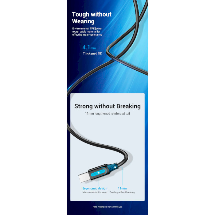 Кабель VENTION USBC to USB-B Printer Cable 1.5м Black (CQUBG)