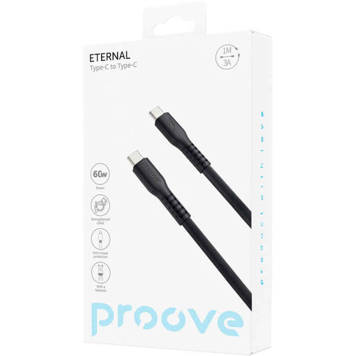 Кабель PROOVE Eternal Type-C to Type-C 60W 1м Black