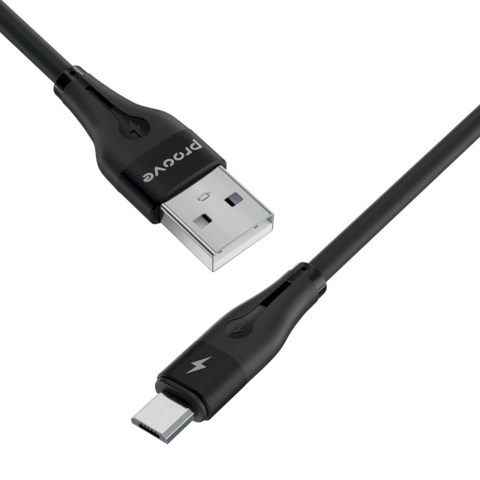 Кабель PROOVE Soft Silicone USB-A to Micro-USB 2.4A 1м Black