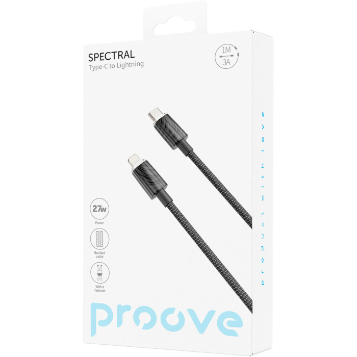 Кабель PROOVE Spectral Type-C to Lightning 27W 1м Black