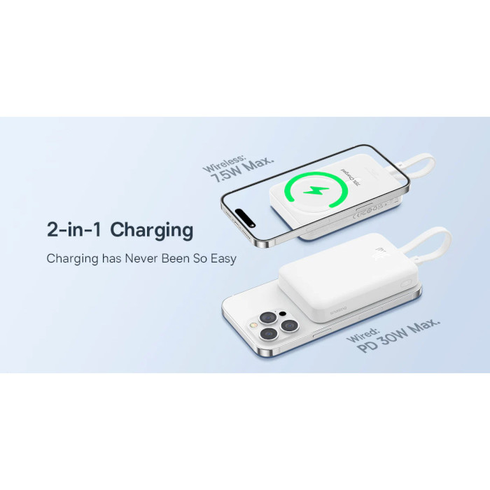 Повербанк MagSafe BASEUS Magnetic Mini Wireless Fast Charge Power Bank Type-C Edition 30W 10000mAh Stellar White (P1002210B223-00)