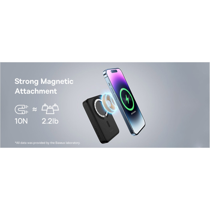 Повербанк MagSafe BASEUS Magnetic Mini Wireless Fast Charge Power Bank 30W 10000mAh Black (PPCX110201)