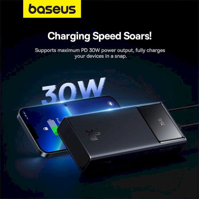 Повербанк BASEUS Star-Lord Digital Display Fast Charge Power Bank 30W 20000mAh Black (P10022904113-00)