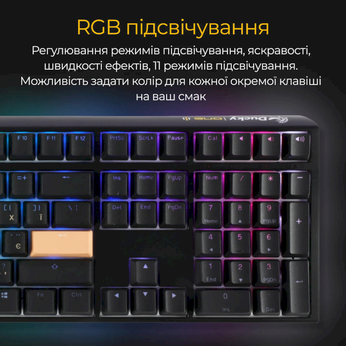 Клавіатура DUCKY One 3 Cherry MX Blue RGB UA Black (DKON2108ST-CUAPXCLAWSC1)