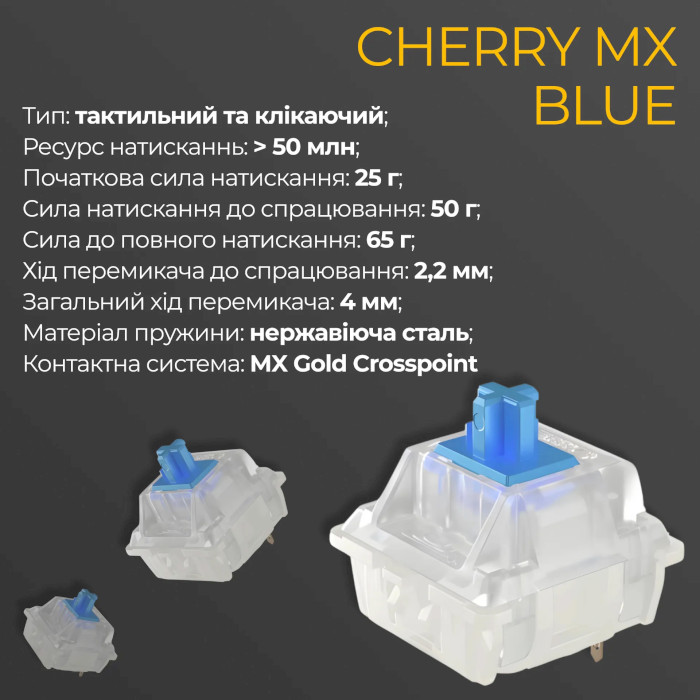 Клавіатура DUCKY One 3 Cherry MX Blue RGB UA Black (DKON2108ST-CUAPXCLAWSC1)