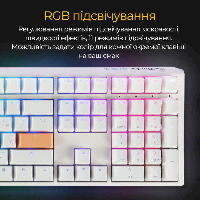 Клавиатура DUCKY One 3 Cherry MX Blue RGB UA White (DKON2108ST-CUAPXPWWWSC1)