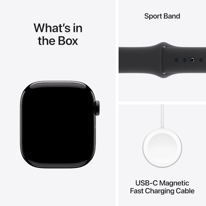 Смарт-годинник APPLE Watch Series 10 GPS 46mm Jet Black Aluminum Case with Black Sport Band M/L (MWWQ3QH/A)