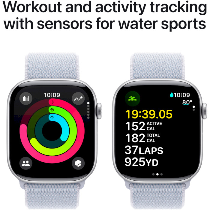 Смарт-годинник APPLE Watch Series 10 GPS 46mm Silver Aluminum Case with Blue Cloud Sport Loop (MWWN3QH/A)